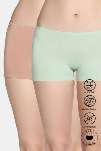 Buy Zivame Bamboo Breeze Medium Rise Full Coverage Boyshorts (Pack of 2) - Multicolor